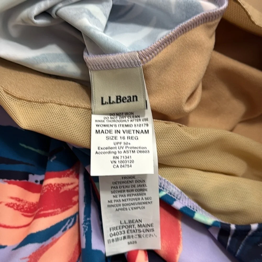 NWT L.L. Bean BeanSport Scoopneck Purple Floral Wireless Tankini Top Size 16